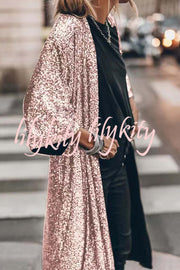 Disco Glamour Sequin Bell Sleeve Kimono