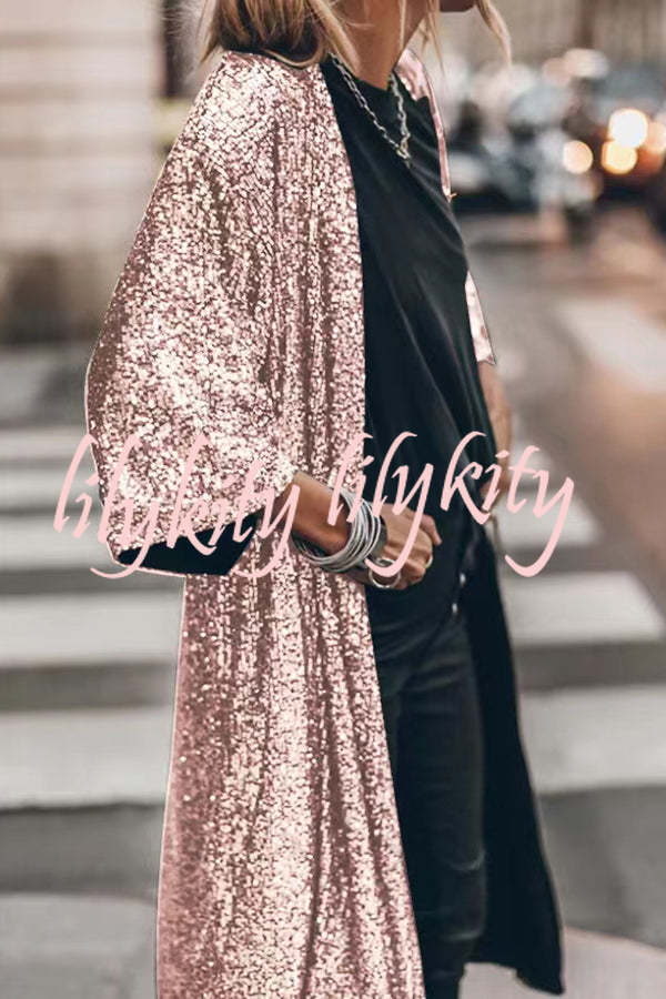 Disco Glamour Sequin Bell Sleeve Kimono