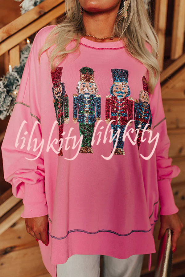 Adorable Nutcracker March Sequin Pullover Sweatshirt