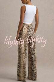 Hurley Ombre Snake Print Elastic Waist Pocketed Wide Leg Pants