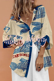 Unique Marine Print Casual Loose Shirt Top