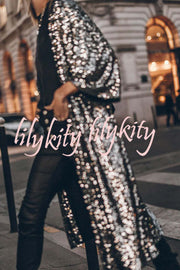 Disco Glamour Sequin Bell Sleeve Kimono