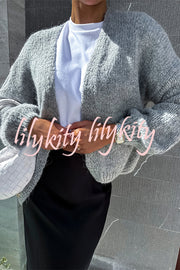 Solid Color Casual Long Sleeve Knitted Cardigan