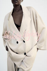 Fashionable Wrinkled Lapel Long-sleeved Loose Blazer