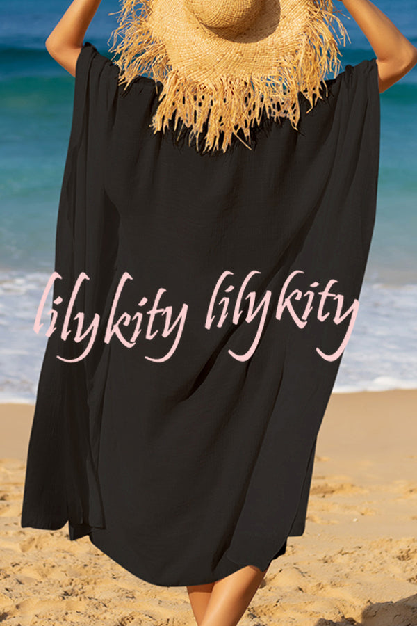 Rustic V Neck Button Down Cover Up
