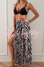 Unique Printed Loose High Waist Split Beach Pants