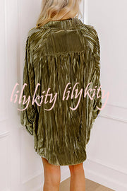 Solid Color Velvet Light-sensitive Drape Loose Shirt