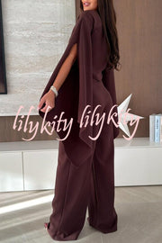 City Atelier Bell Slit Sleeve Top and High Rise Pocket Wide Leg Pants Set
