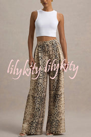 Hurley Ombre Snake Print Elastic Waist Pocketed Wide Leg Pants