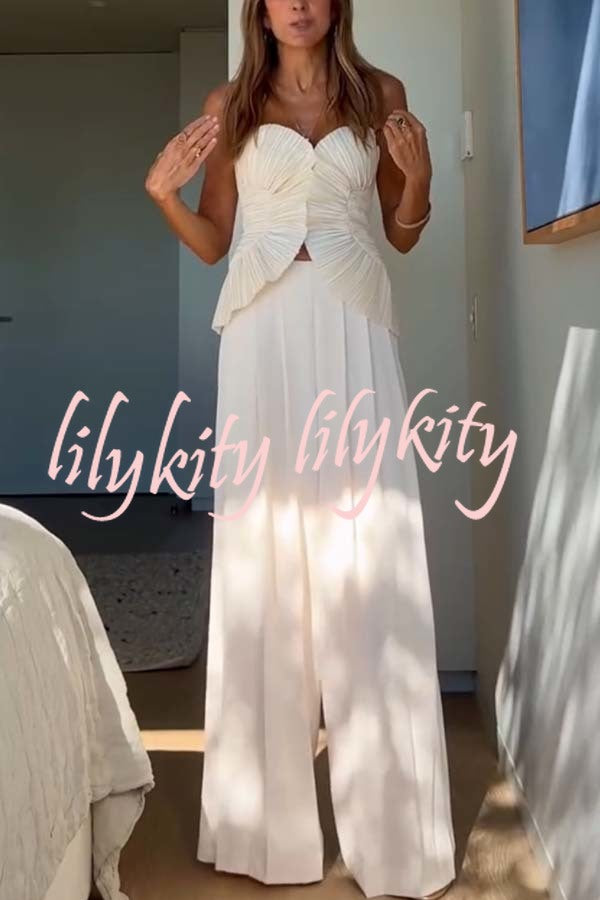 Show Exquisiteness Satin Pleated Heart-shaped Off Shoulder Halter Tank