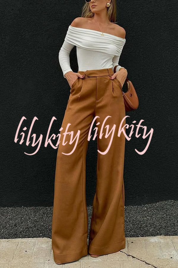 Solid Color Casual Pocket Loose Wide-leg Pants