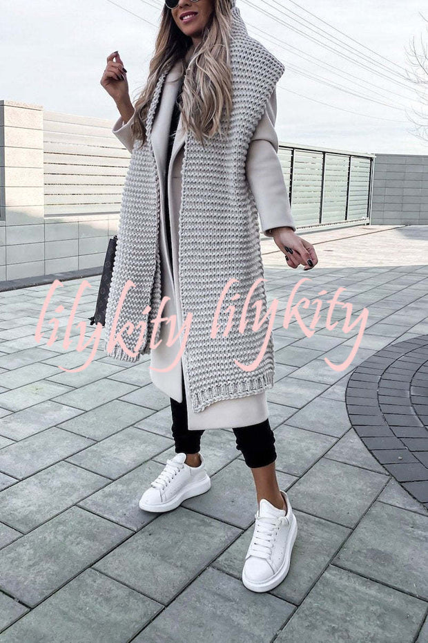 Winter handmade thick wool knitted scarf
