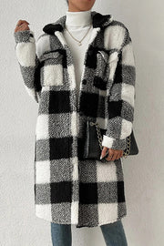 Fashionable Plaid Lapel Loose Plush Jacket