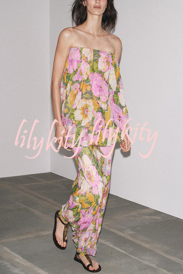 Floral Print Off-the-shoulder Irregular Loose Maxi Dress