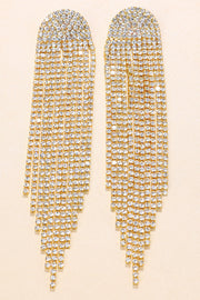 Fashionable Super Shiny Rhinestone Long Tassel Earrings