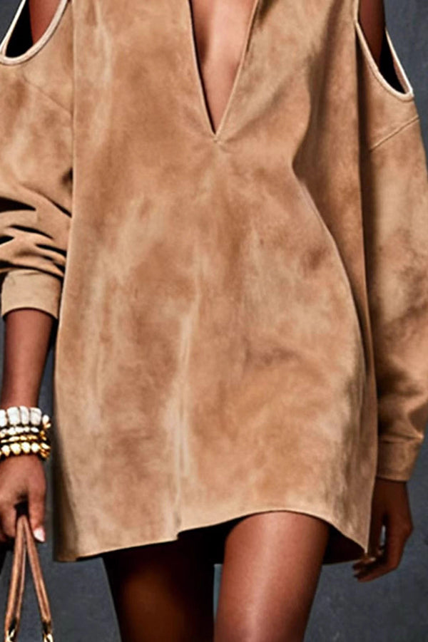 Stylish Loose Off-shoulder Long-sleeved Casual Mini Dress