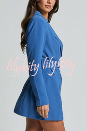 Fashion Pioneer Solid Color Lapel Long Sleeve Lace-up Blazer