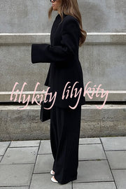 Solid Color Lapel Long Sleeve Casual Pocket Long Blazer