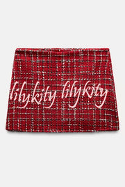 Fashionable Tweed Plaid Texture Casual Mini Skirt