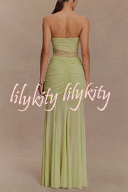 Fashion Lace Splicing Sexy Sleeveless Off-shoulder Slim Maxi Dress