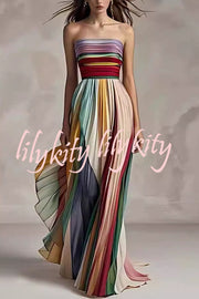 Sexy Off-shoulder Tube Top Waist Color Maxi Dress