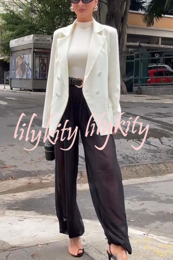 Autumn Avenue Double-breasted Long Sleeve Lapel Loose Blazer