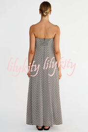 Kesia Printed Off Shoulder Strapless A-line Maxi Dress