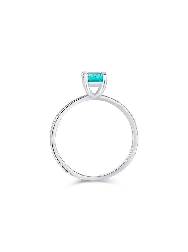 Classic Solitaire Cushion Cut Paraiba Tourmaline Sterling Silver Engagement Ring