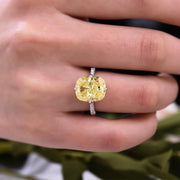 Yellow Stone Radiant Cut Engagement Ring in Sterling Silver