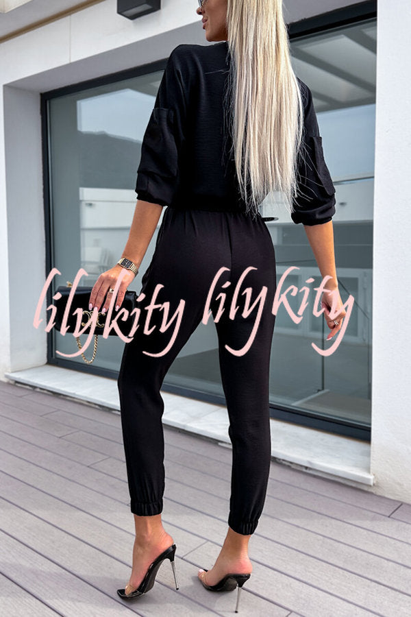 What You Waiting for Elastic Belted Pocketed Jumpsuit