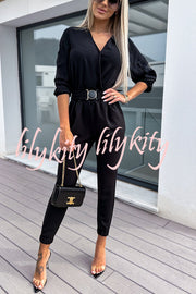 What You Waiting for Elastic Belted Pocketed Jumpsuit