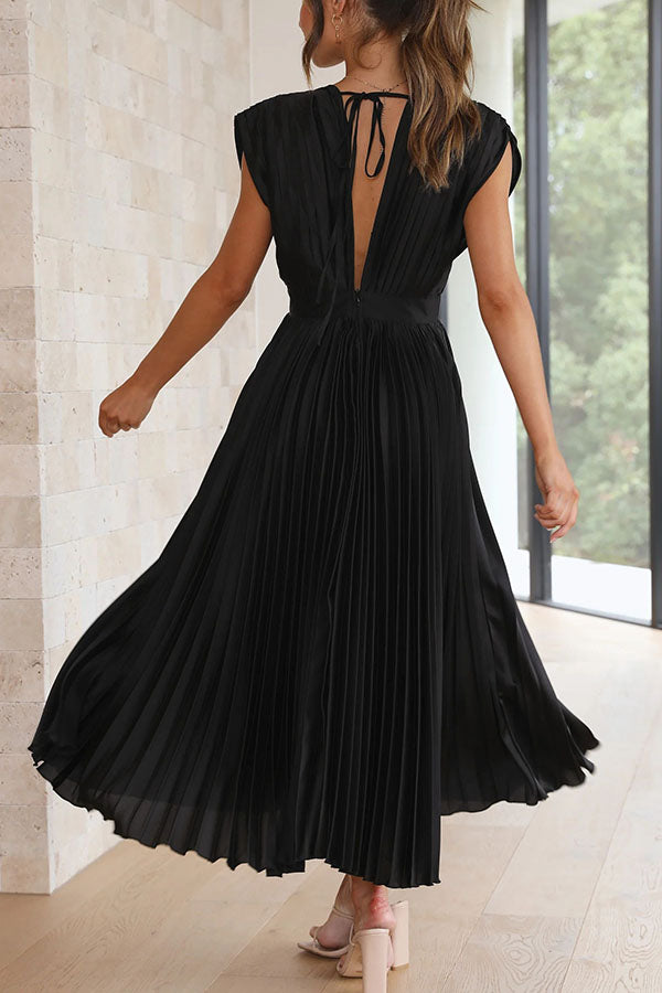 Hello Gorgeous Satin Pleated Midi Dress