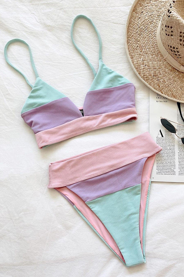 Cool In Colorblock Ribbed Bikini Swimsuit