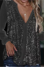 Beautiful Surprise Sequin Contrast Loose Blouse