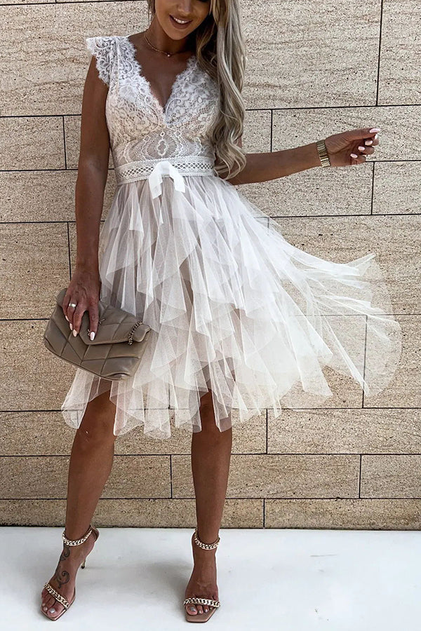 Infinite Beauty Lace Tulle Midi Dress