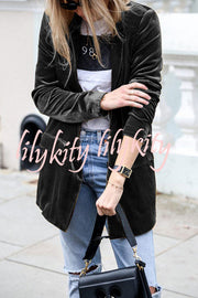 Eye Catching Street Style Velvet Blazer