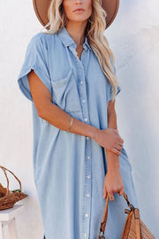 Rita Pocketed Tencel Button Down Midi Dress