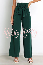 In Vogue Belted Pocketed Wide Leg Pants