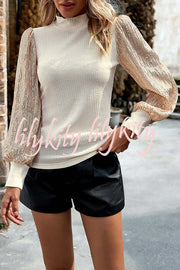 Sequined Paneled Knitted Long Sleeved Shirts