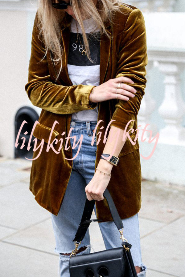 Eye Catching Street Style Velvet Blazer