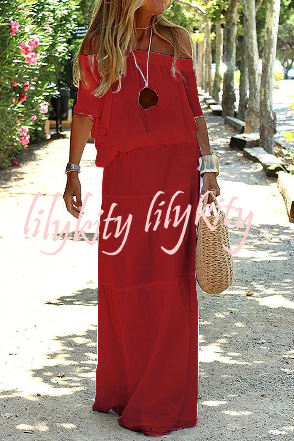 Carlena Off Shoulder Holiday Maxi Dress