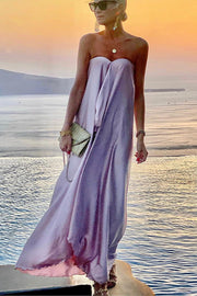 Morning Grace Off Shoulder Satin Bouquet Maxi Dress