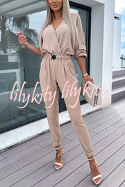 What You Waiting for Elastic Belted Pocketed Jumpsuit