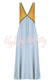 Perfect for Summer Weddings Satin Contrast Colour Relaxed Maxi Dress