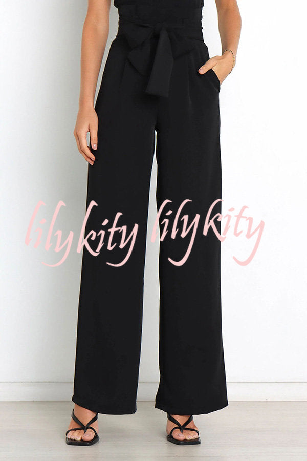 In Vogue Belted Pocketed Wide Leg Pants