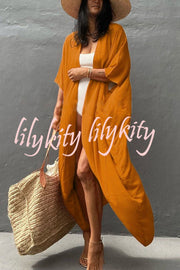 Summertime In Venice Solid Color Kimono Beach Cover-up