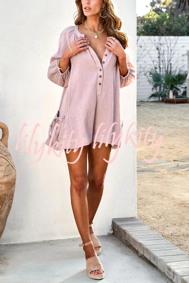 Shannon Cotton Blend Pocketed Button Romper