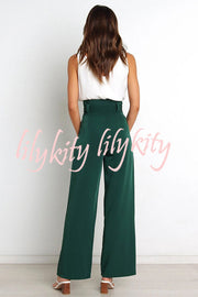 In Vogue Belted Pocketed Wide Leg Pants