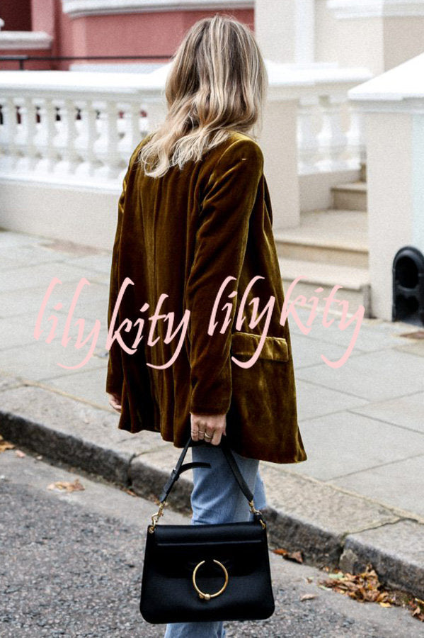 Eye Catching Street Style Velvet Blazer