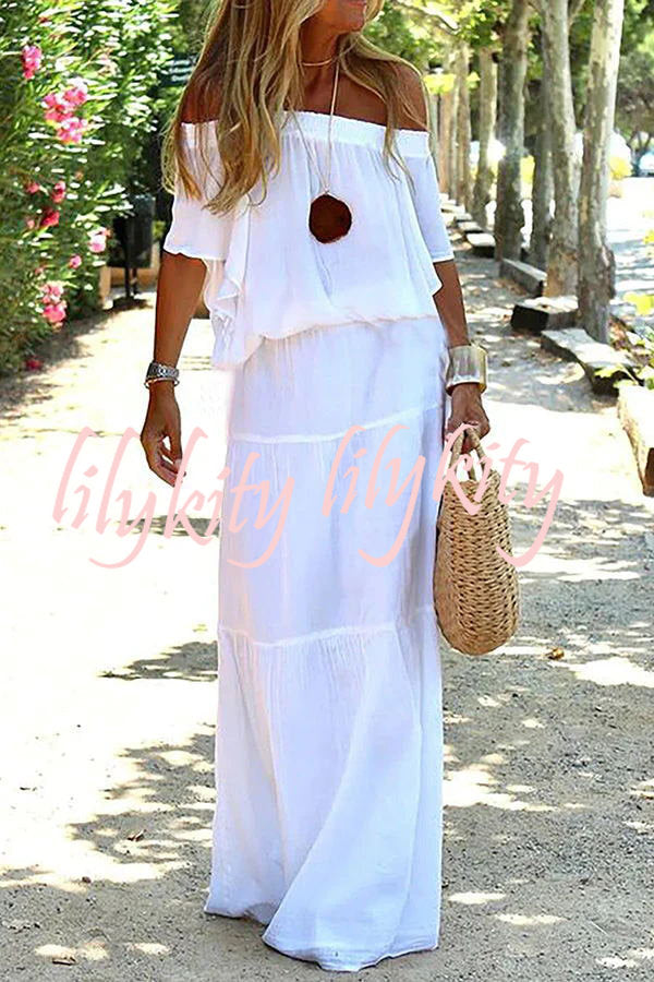 Carlena Off Shoulder Holiday Maxi Dress